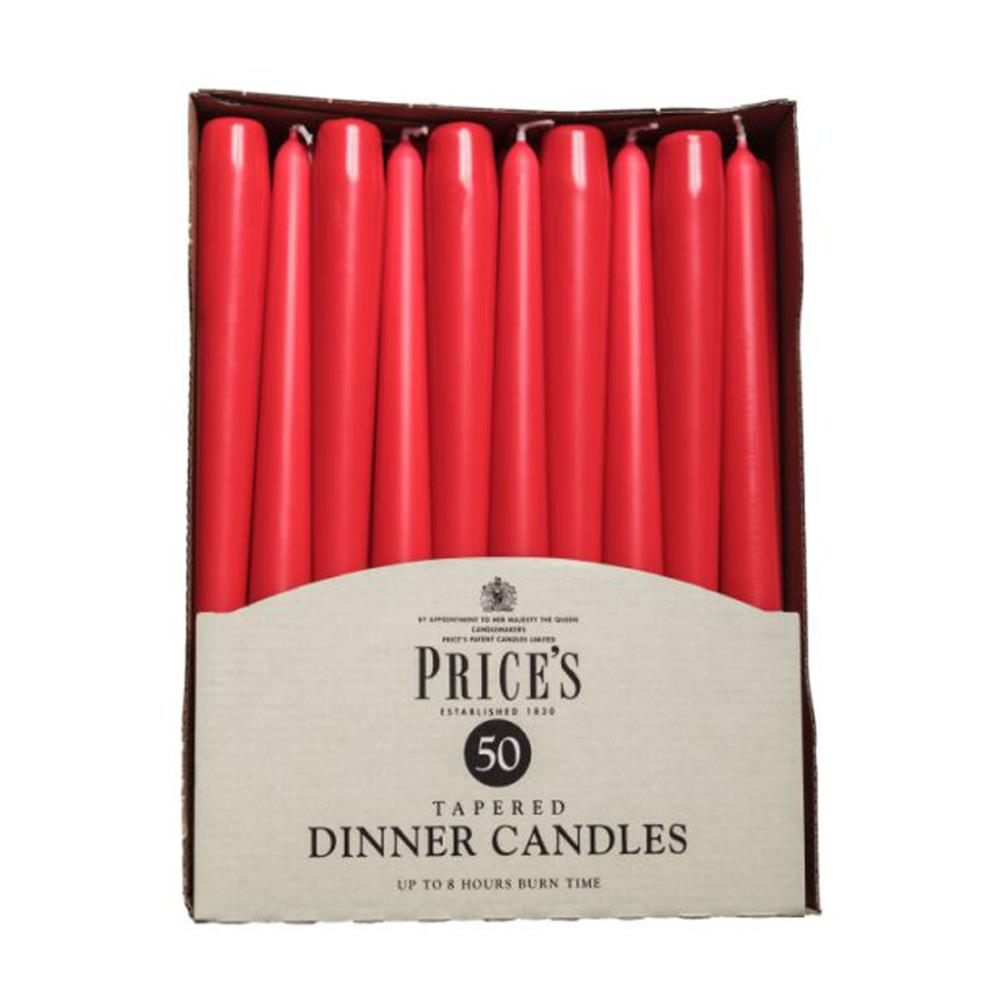Price's Red Tapered Dinner Candle (Pack of 50) £28.79